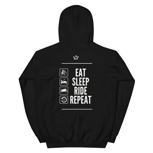 “Eat, Sleep, Ride, Repeat” Dark Colors Hoodie