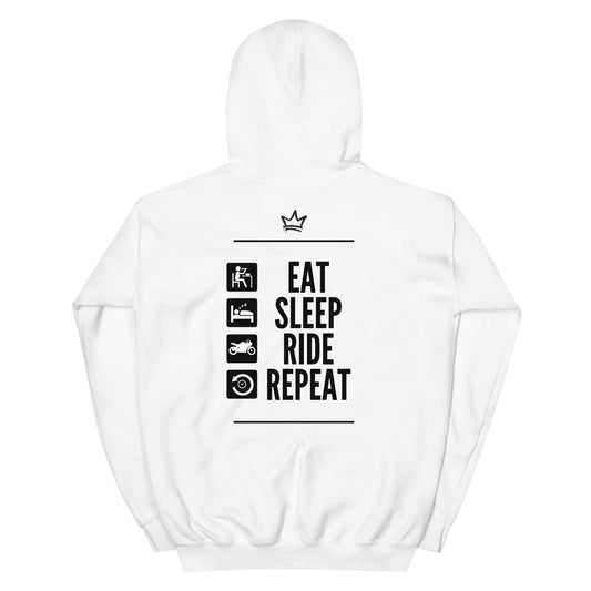 “Eat, Sleep, Ride, Repeat” Light Colors Hoodie