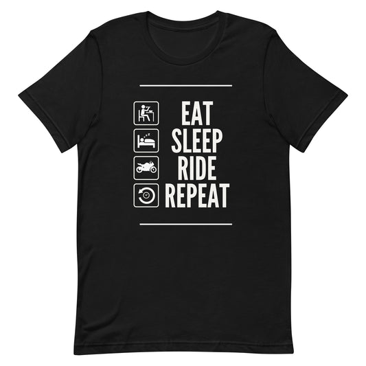 “Eat, Sleep, Ride, Repeat” Dark Colors T-Shirt