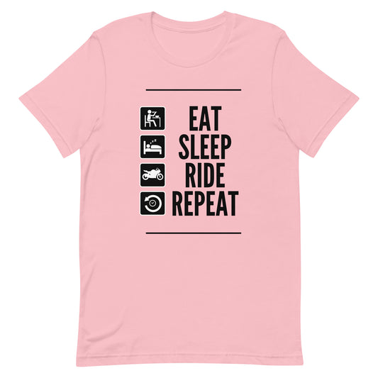 “Eat, Sleep, Ride, Repeat” Light Colors T-Shirt