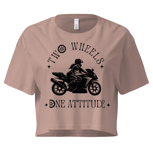 “2 Wheels 1 Attitude” Light Colors Crop Top